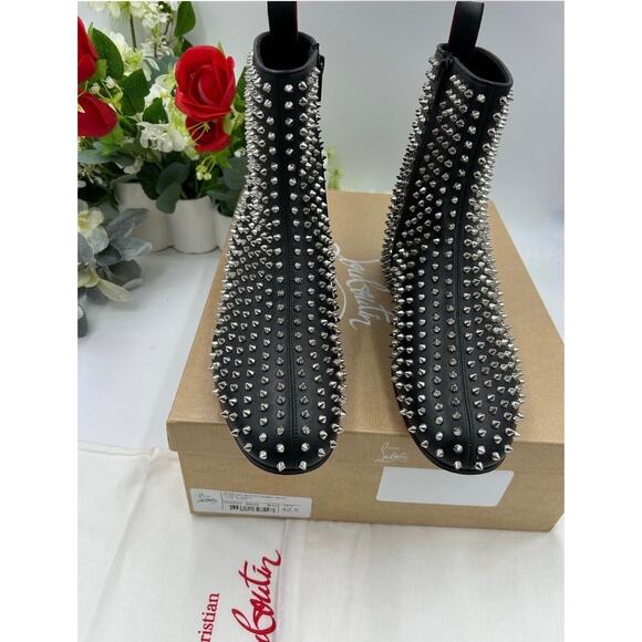 Men\'s Christian Louboutin SPIKEASY studded leather ankle boots size 42.5 main image 13